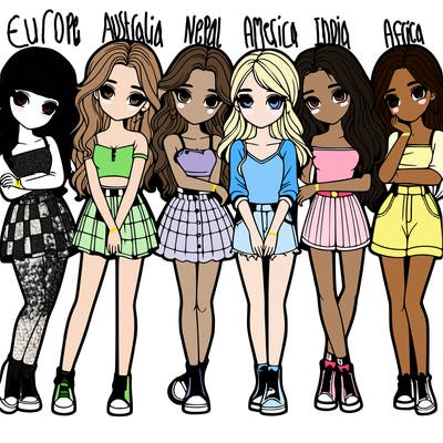 a group of girls realistic