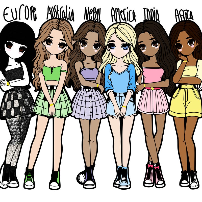 a group of girls realistic