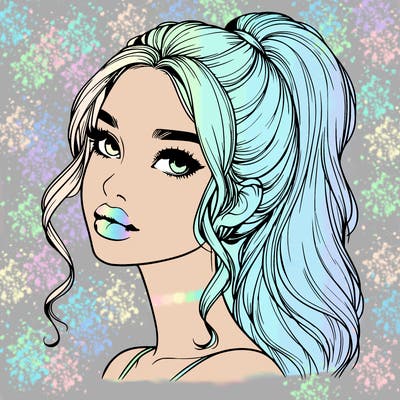 realistic girl with a ponytail on her hair and lips