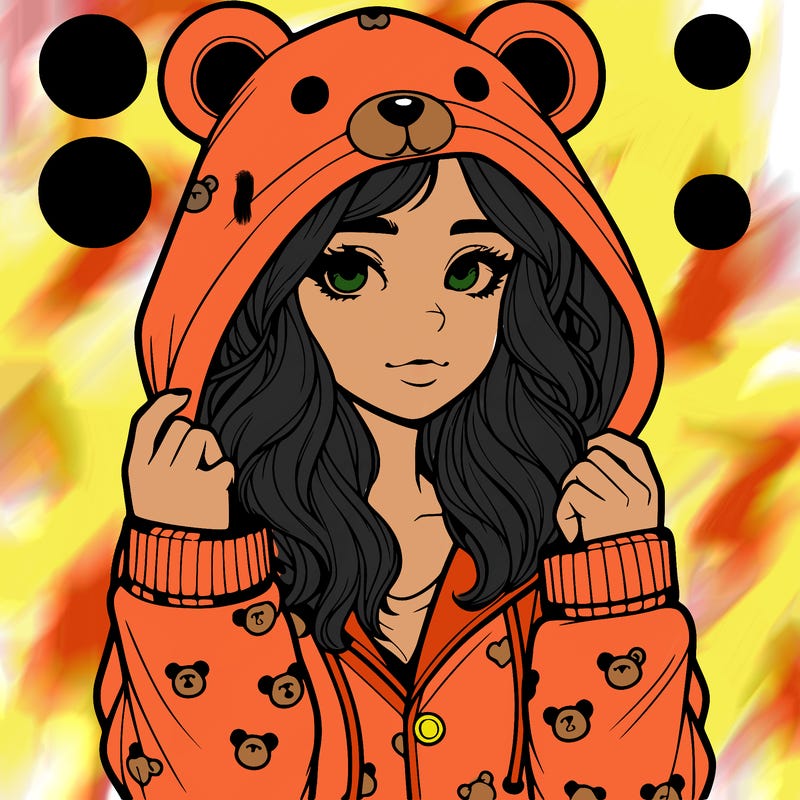 realistic girl in a animal pjs hoodie