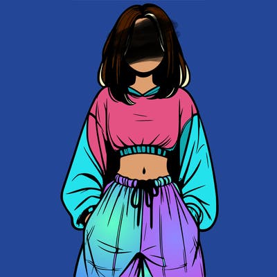 realistic girl faceless with baggy pants and a crop top