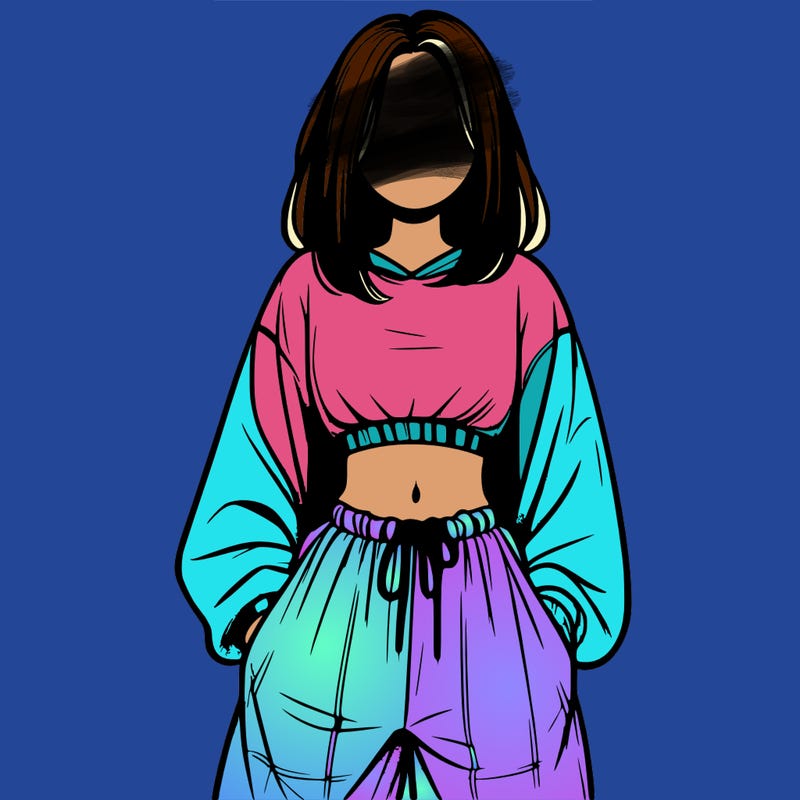 realistic girl faceless with baggy pants and a crop top