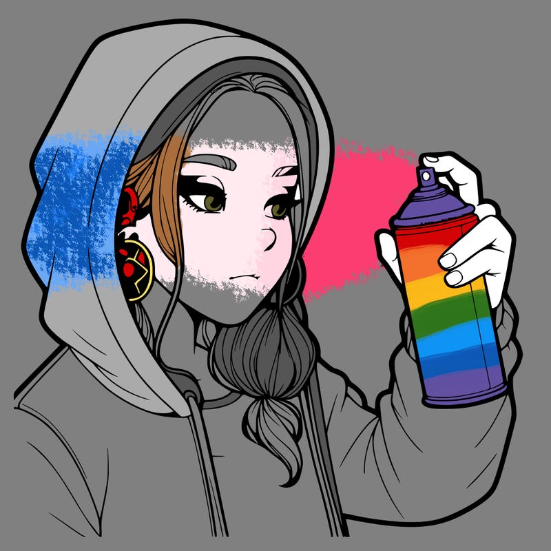 a realistic girl, spray painting