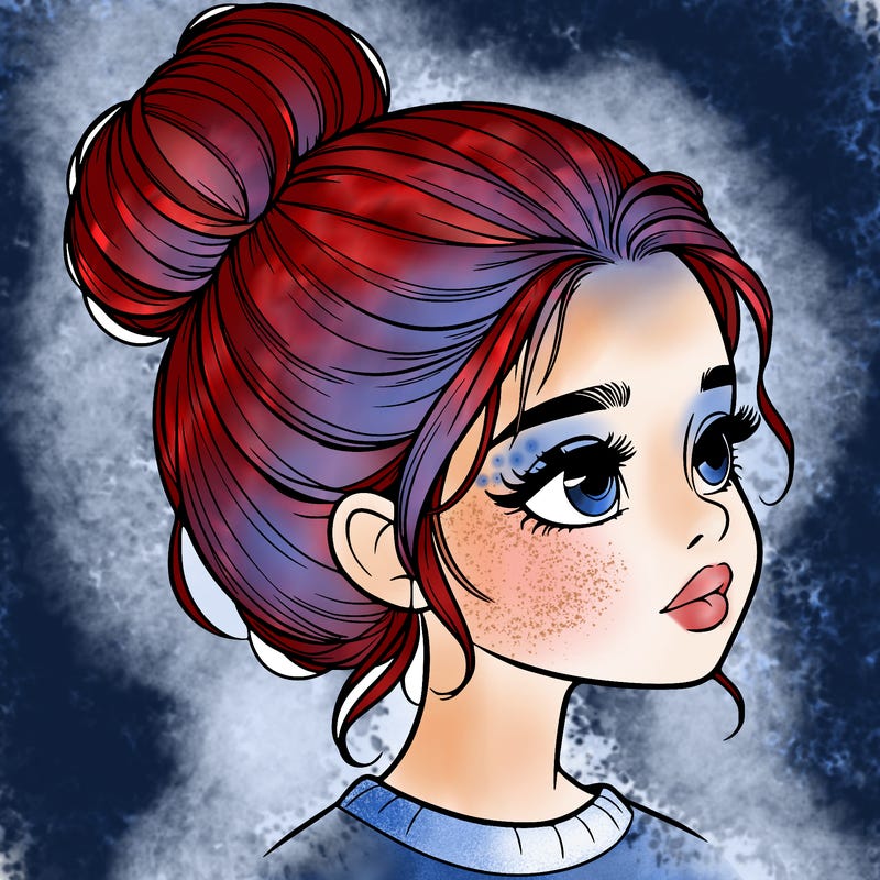 realistic girl with bun