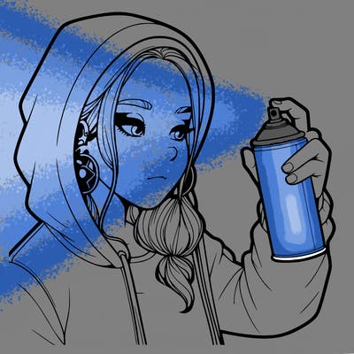 a realistic girl, spray painting