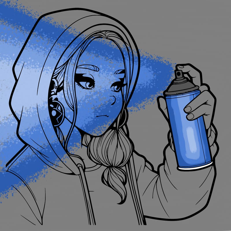 a realistic girl, spray painting