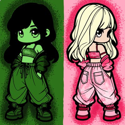 girl in crop top and baggy pants