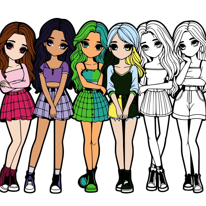 a group of girls realistic