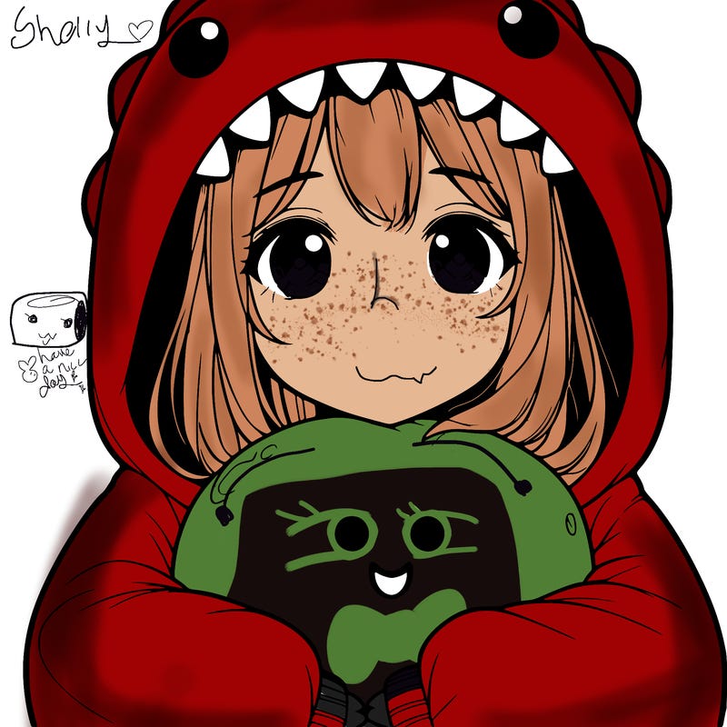 realistic girl in dino onsie hugging a dino squismallo