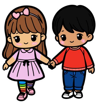 girl holding boy's hand