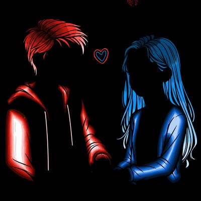 realistic teen couple holding hands