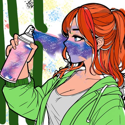 a realistic girl spray, painting