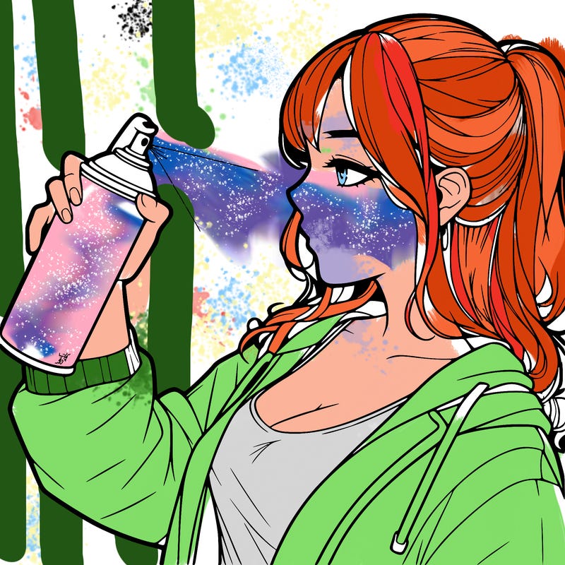 a realistic girl spray, painting