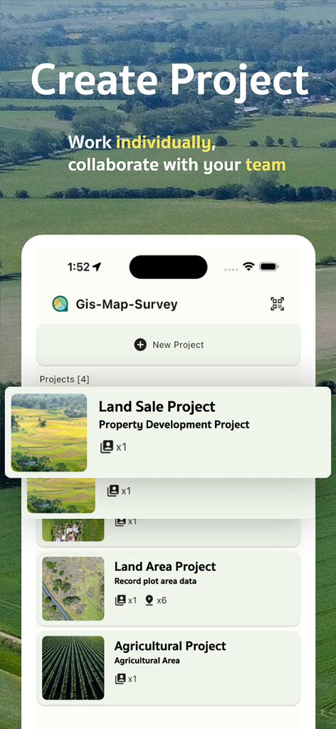 Area Measure & GIS GPS GMapper - GMapper mobile interface for creating and managing land survey and agricultural projects with team collaboration