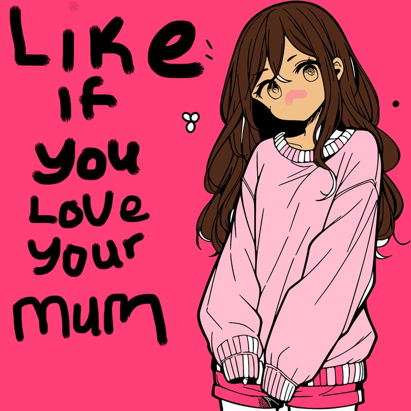 manga teen girl  in a sweater and baggy pants