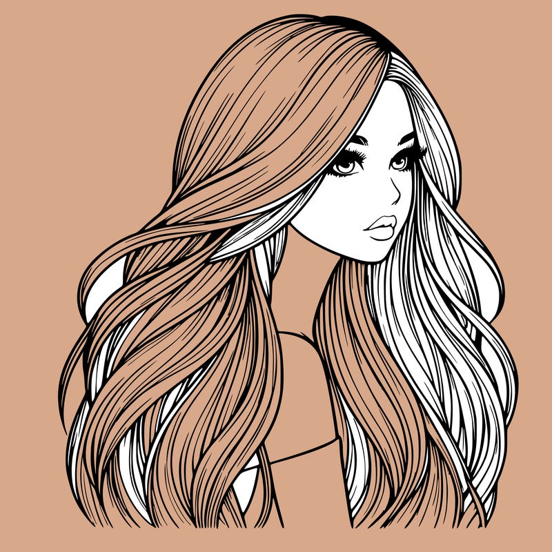 realistic girl with long realistic hair