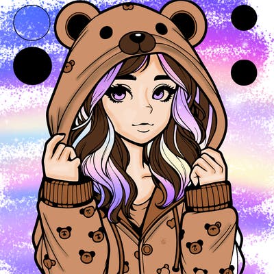 realistic girl in a animal pjs hoodie