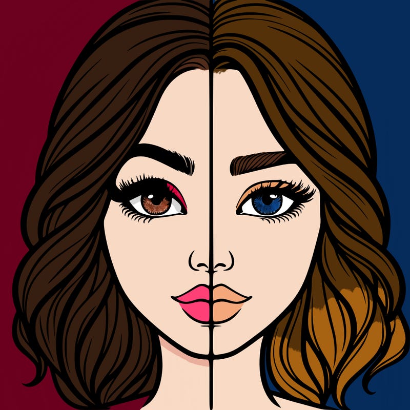 realistic girl split half