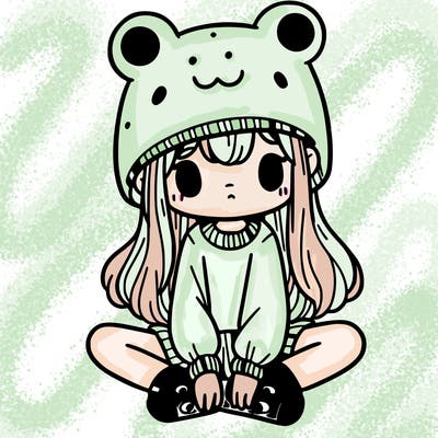 a girl wearing a frog hat and some frog socks
