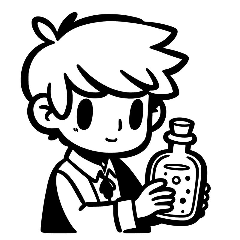 boy holding a potion bottle