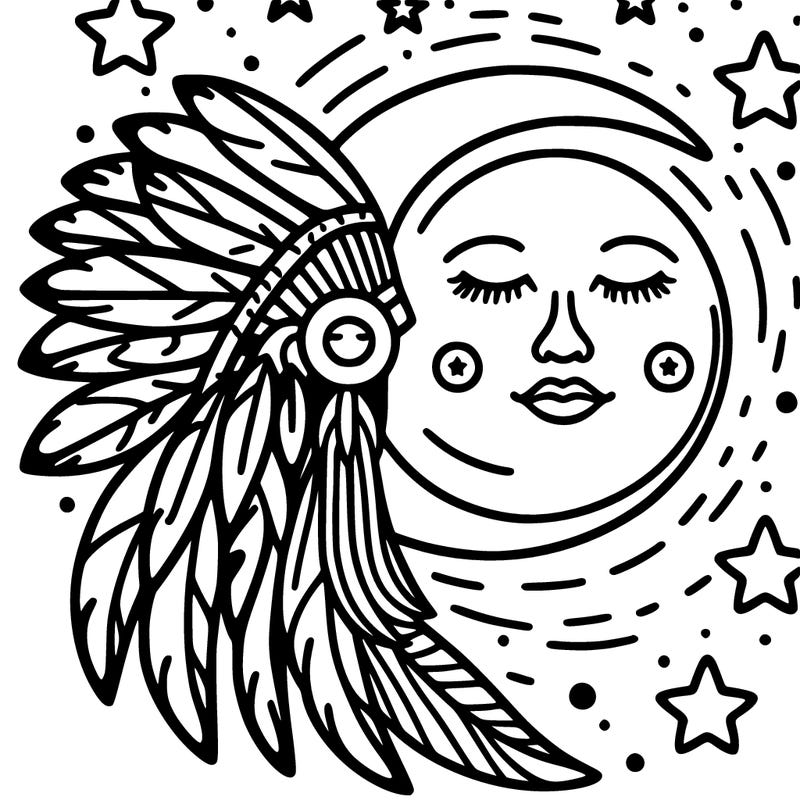 native american moon and stars