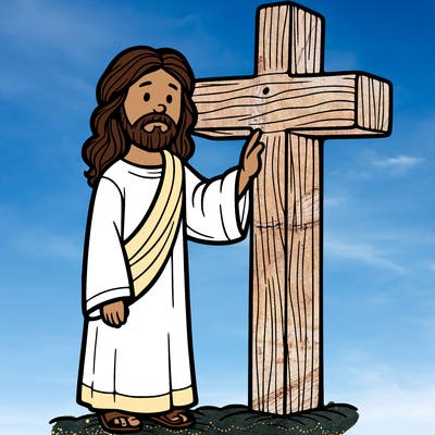 jesus standing beside the cross