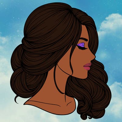 realistic woman's head & hair