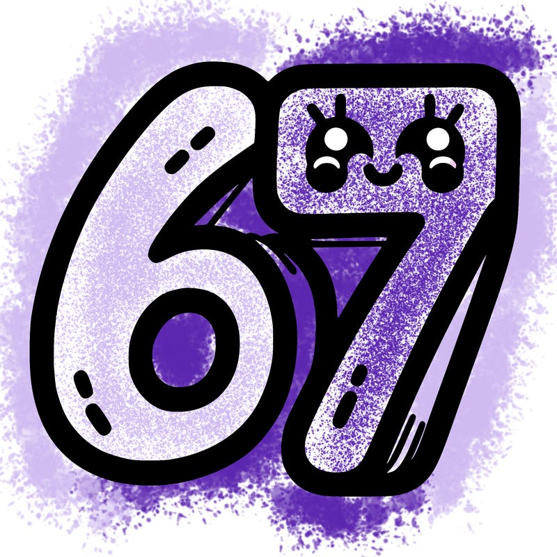 the numbers 67
