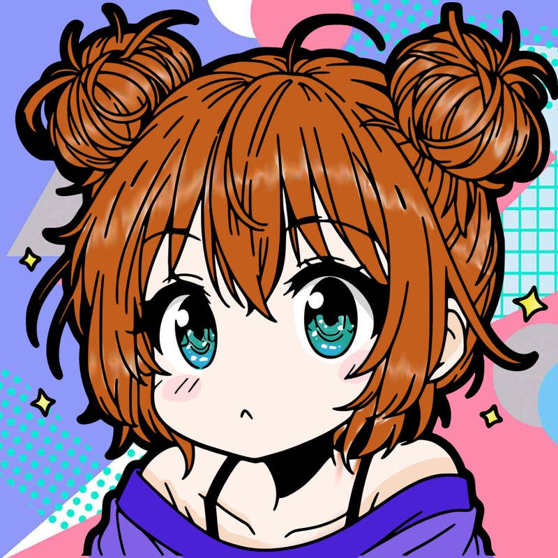 a manga girl with messy small buns
