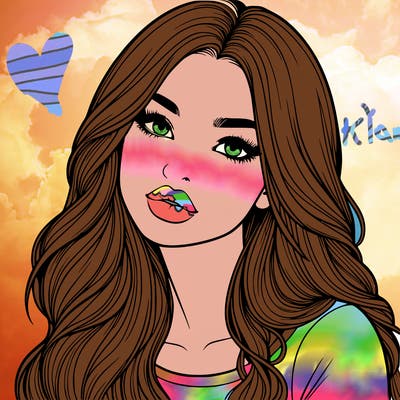 realistic girl with hair on her hair and lips