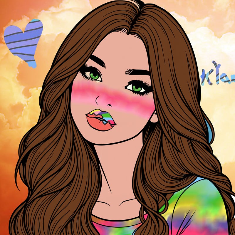 realistic girl with hair on her hair and lips