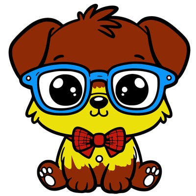 a cute little dog with glasses