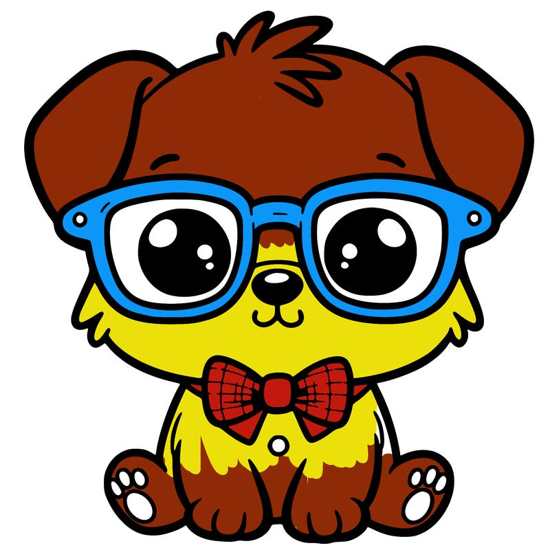 a cute little dog with glasses