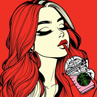 realistic girl drinking starbucks