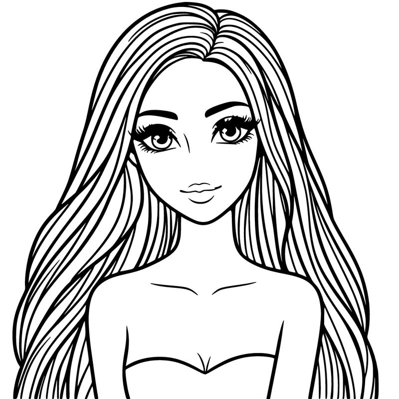 beautiful woman with long straight hair