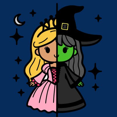 split princess and witch