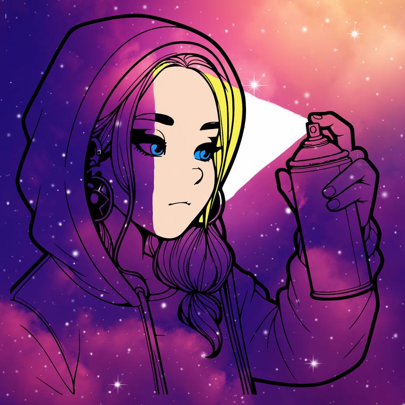 a realistic girl, spray painting