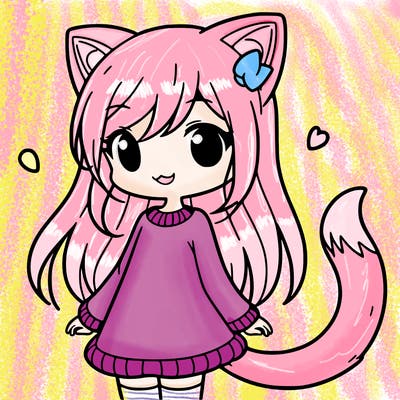 girl with cat ears and tail