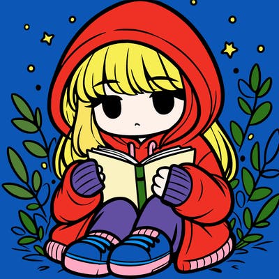 girl in oversized hoodie reading a book