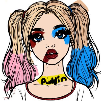 realistic girl with ponytails and lips