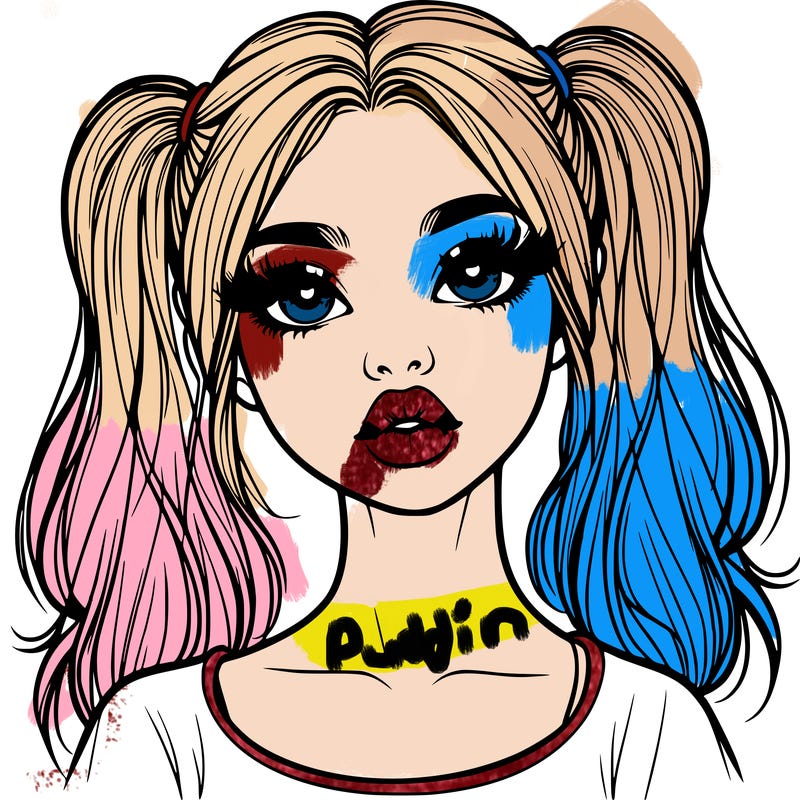 realistic girl with ponytails and lips