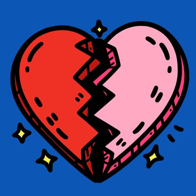split in half heart