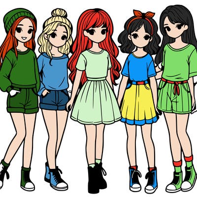 a group of five girls