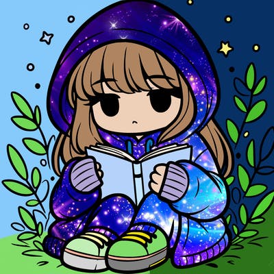 girl in oversized hoodie reading a book