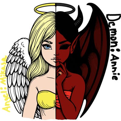 realistic angel half demon