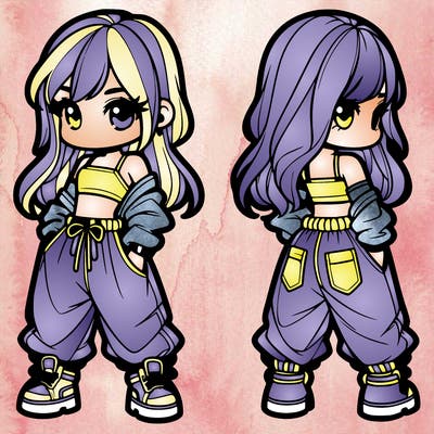 girl in crop top and baggy pants