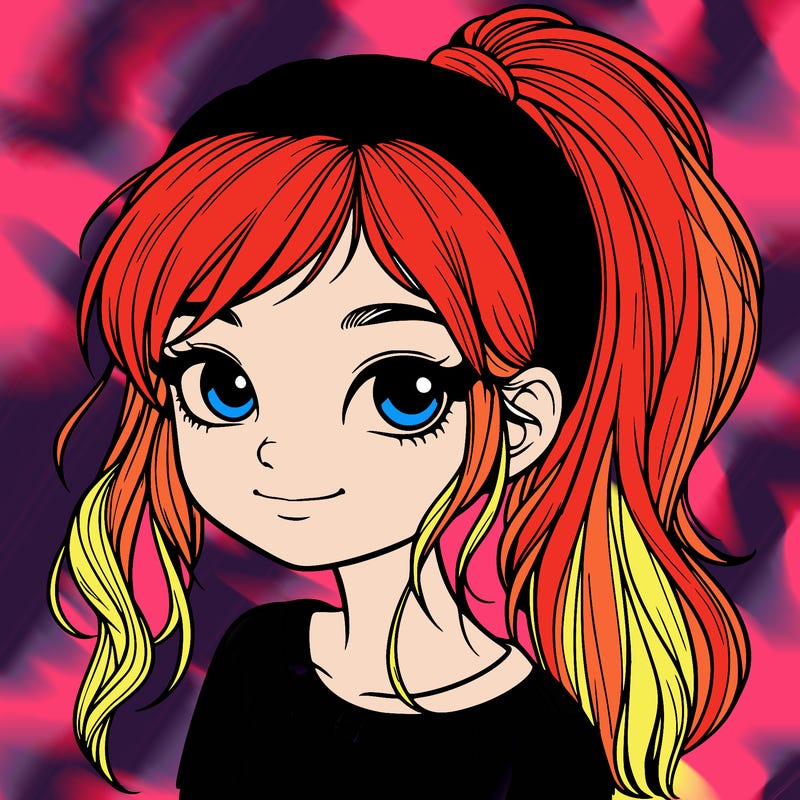 realistic girl with ponytail