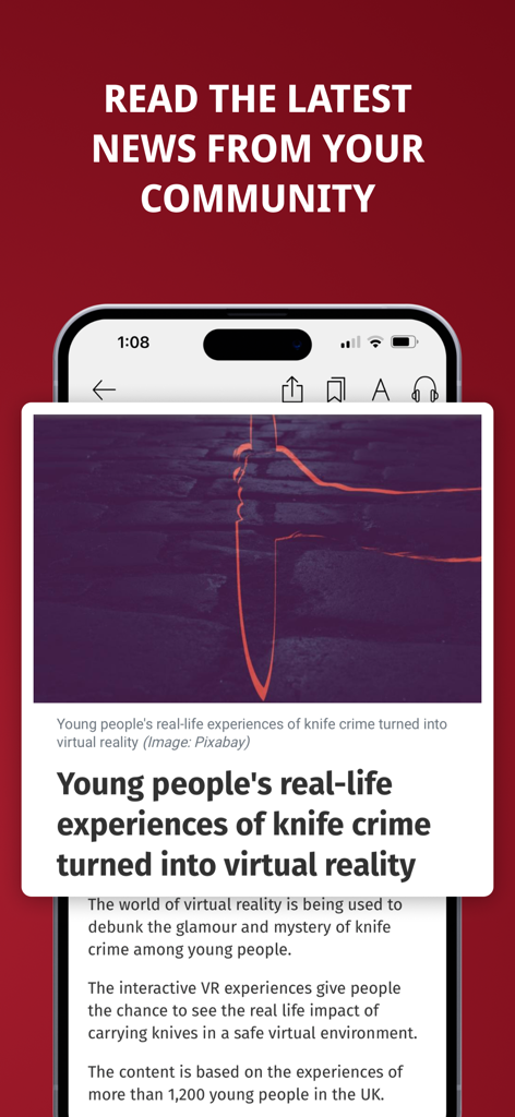 Dunfermline Press app showing a local community news article on a smartphone screen
