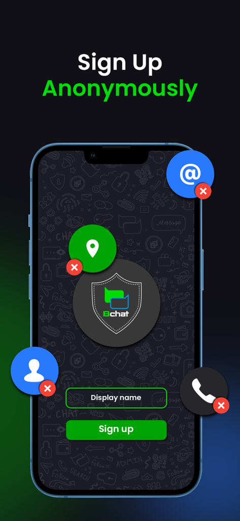 개인 정보가 필요 없는 BChat 메신저 익명 가입 화면