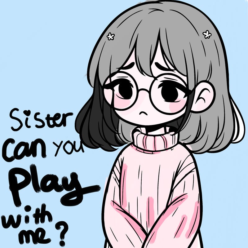 sad girl with glasses in a sweater
